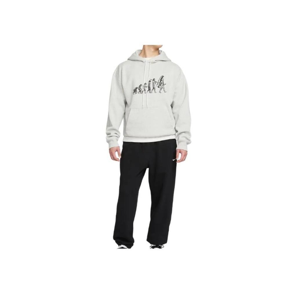 Nike Graphic Print Hooded Sweatshirt Men Tops Grey FQ6898-050