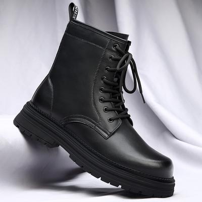Zapatos Casuales de Cuero para Hombre de Caña Alta Nuevas Botas Clásicas de Motociclista Estilo Británico de Media Pantorrilla Botines de Tobillo Suela Gruesa Botas Básicas para Hombre