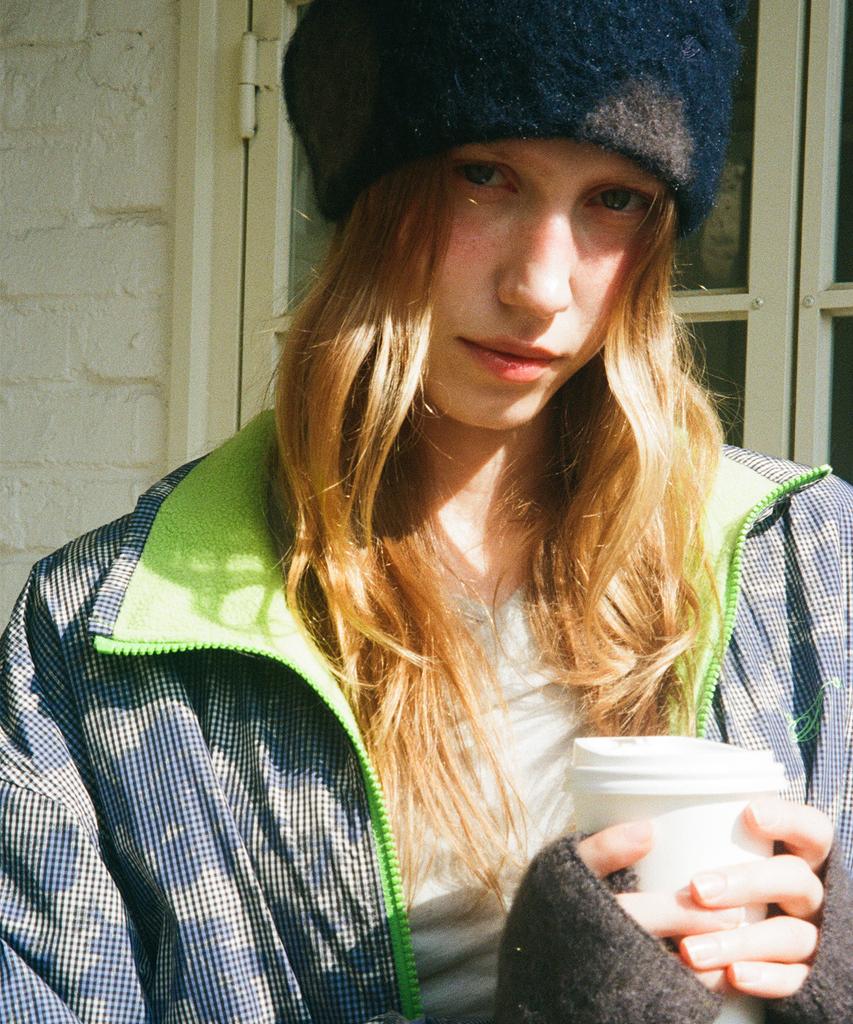 POEV Fluffy Dotted Knit Beanie - Navy