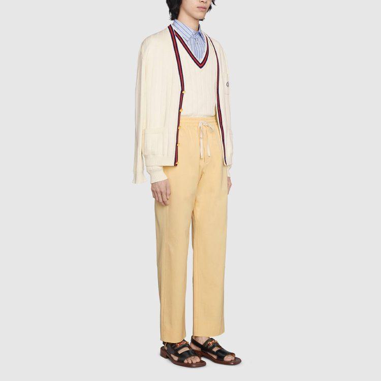 Gucci Sweaters Men's Beige V Neck Moderate 653626-XKBUR-9182