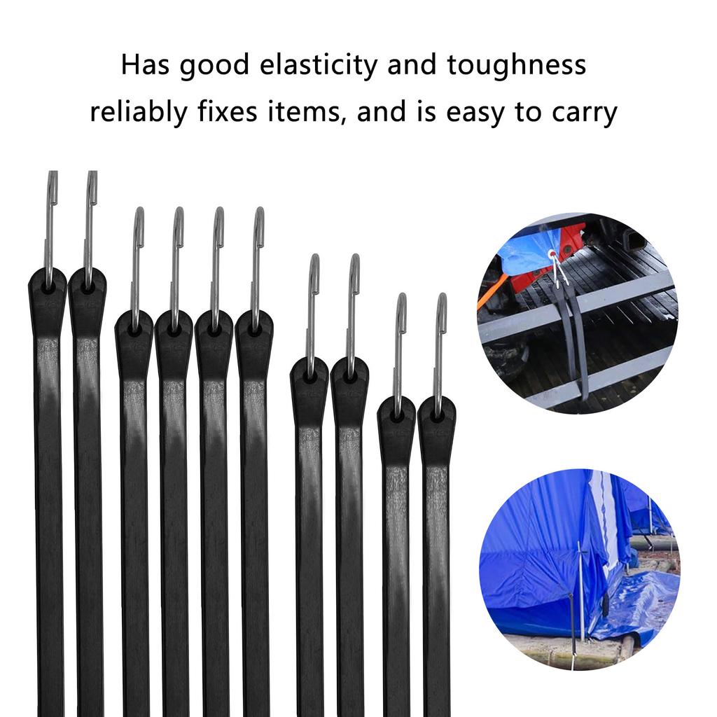 10Pcs Rubber Bungee Cords with Hooks Heavy Duty Bungee Straps Bicycles Luggage Lanyard Camping Bungee Cord Enduring