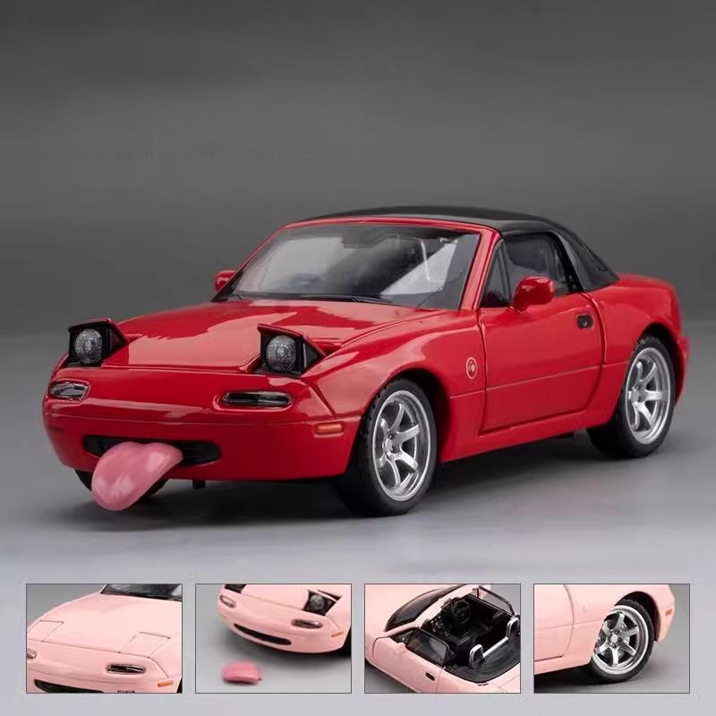 Miniature 1/32 Mazda MX5 Alloy Diecast Metal MX-5 Toy Car Model Vehicle Sound & Light Collection Hobbies Gifts for Children Boys Kids