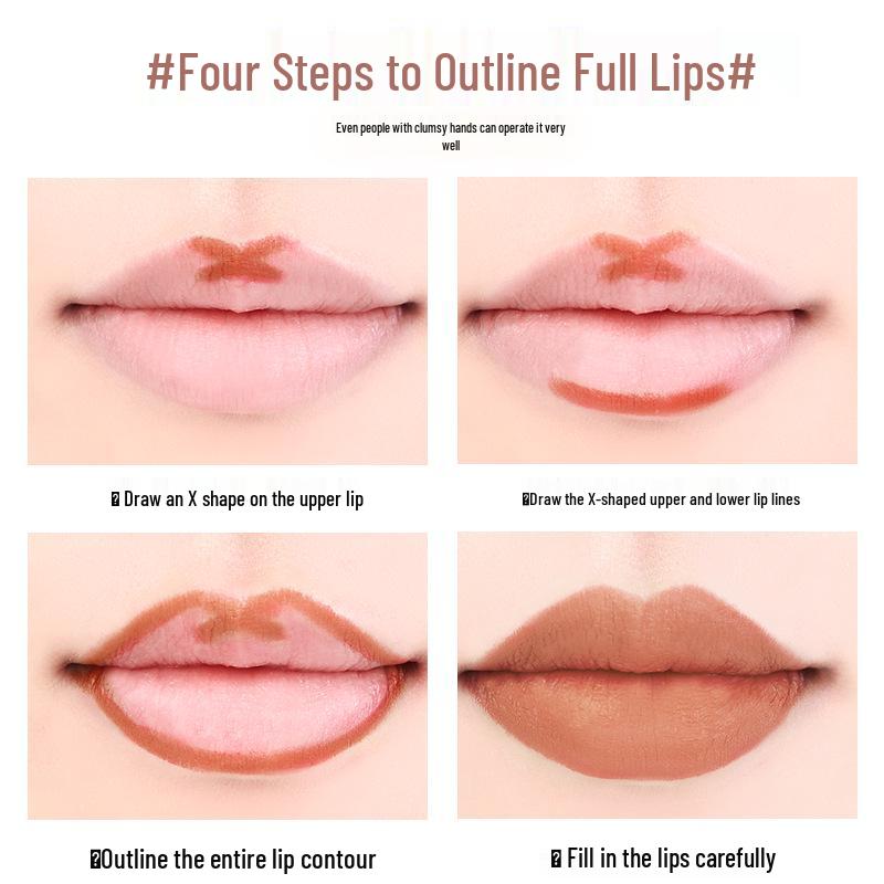 Han Qian Waterproof Matte Lip Liner & Lipstick Duo - Long-lasting, Rotating Lip Pencil for Autumn/Winter.
