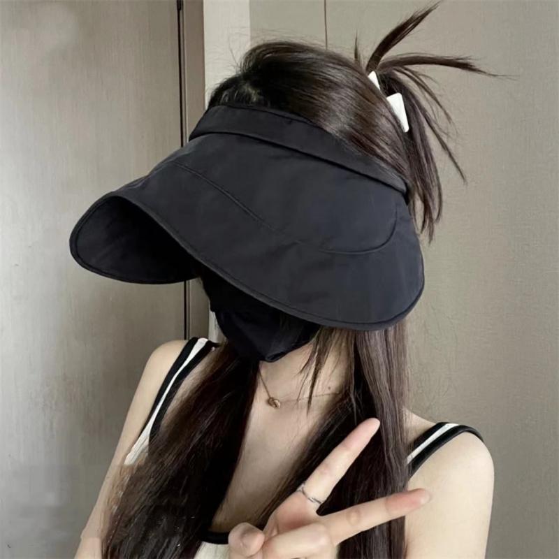 Foldable Sun Hats For Women Wide Brim Empty Top Visor Cap Outdoor Uv Protection Female Adjustable Sunscreen Hat Sport Visors