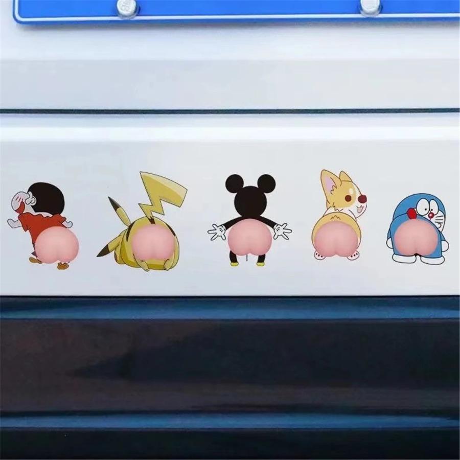 Novelty Funny Little Toys Pinch Cartoon Ass To Decompress and Relax Anime Stickers Mobile Phone Shell Car Stickers Party Prank