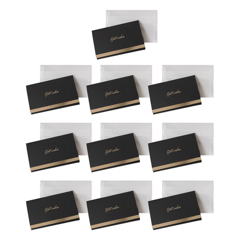 AEE4-10 Pack Wedding Greeting Cards With Envelopes, Gold Foil Design