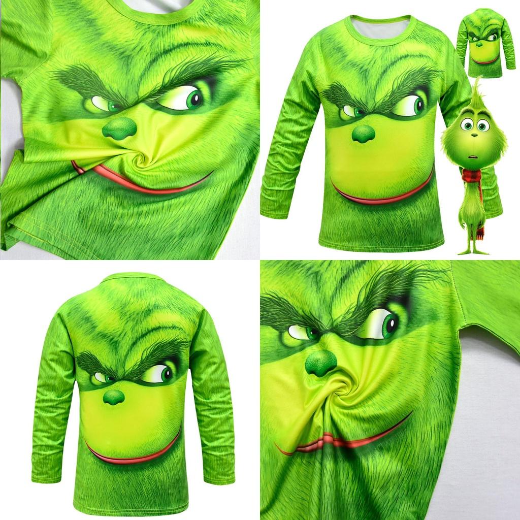 Festive Grinch Long Sleeve T-shirt For Kids Ideal For How The Grinch Stole Christmas Celebrations