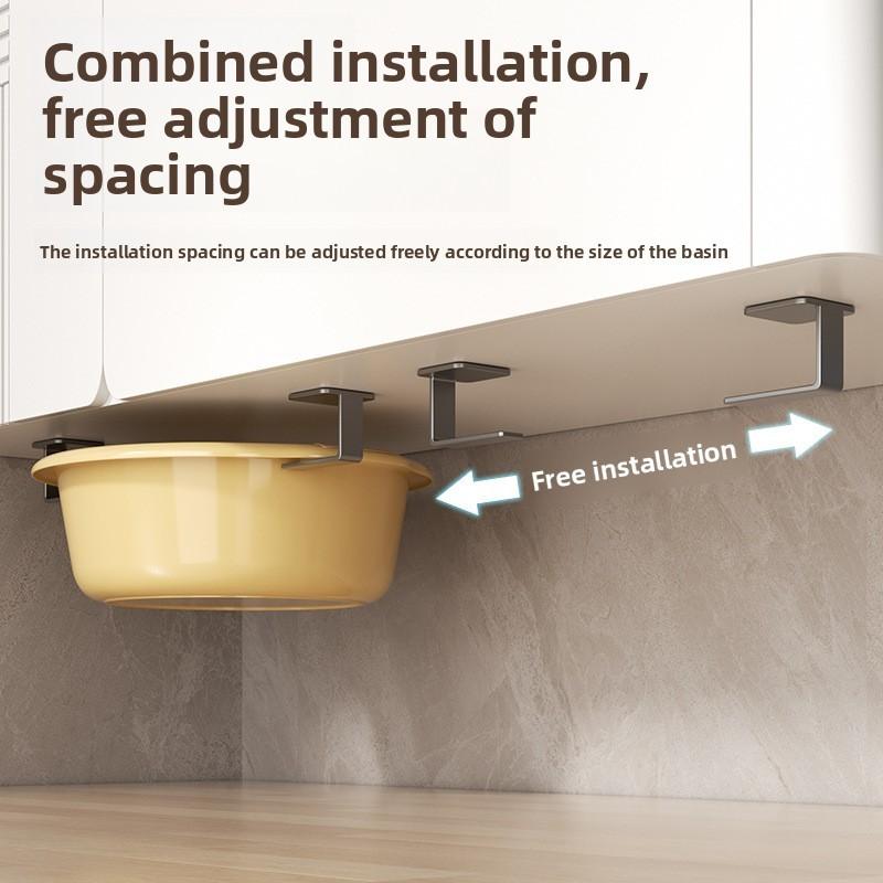 Wall Mount Sink Basket With No Drilling Carbon Steel For Bathroom And Kitchen Storage