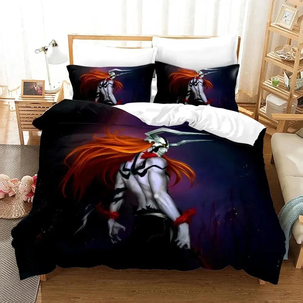 Anime Bleach Kurosaki Ichigo Comfortable Duvet Quilt Cover Pillowcase Bedding Set Children Bedroom Decoration Home Textile