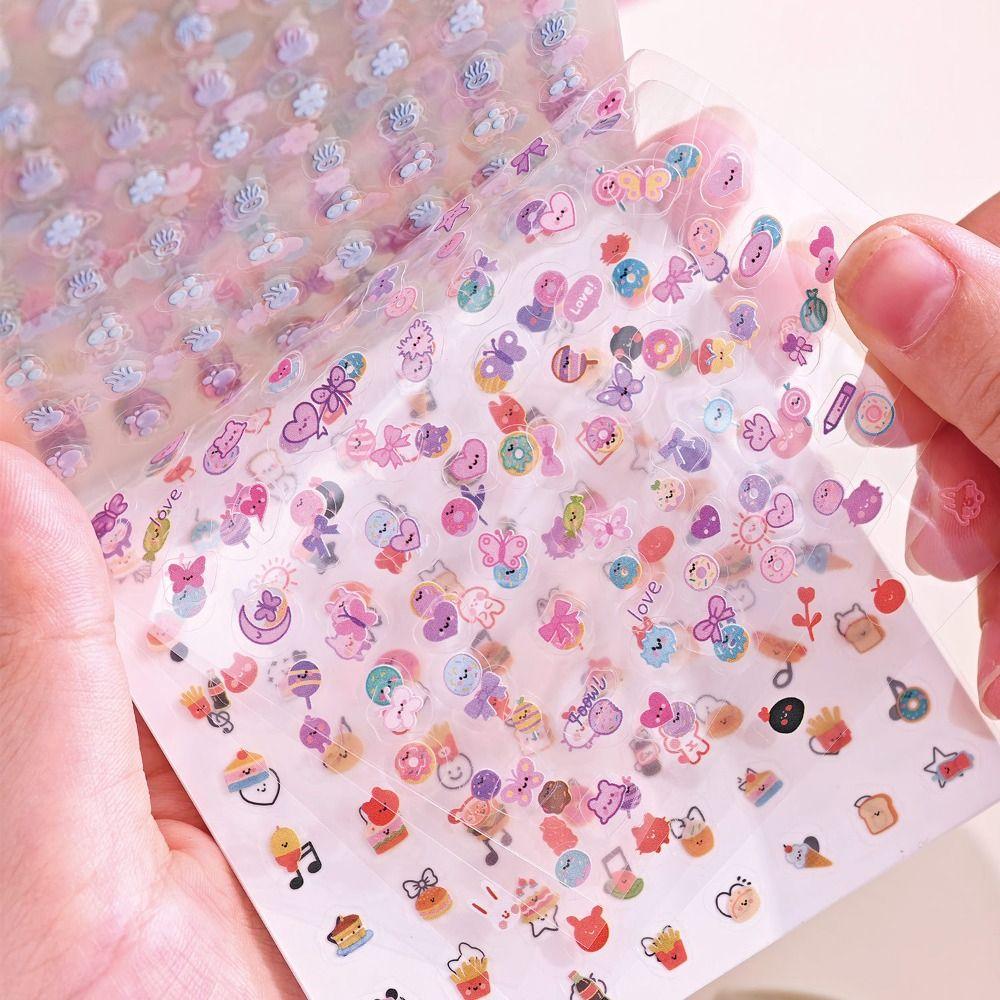 24 Sheets/set DIY Nail Sticker Self Adhesive Cartoon Cup Stickers Multifunctional Soft Embossed Sticker Book