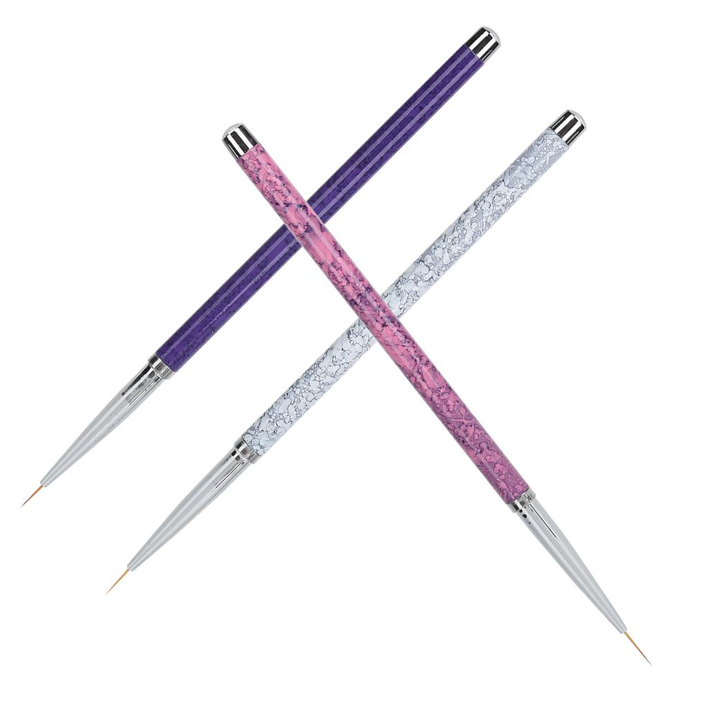 3pcs Nail Art Liner Brushes Nail Painting Drawing Design Brush Set (Marbling Handle)