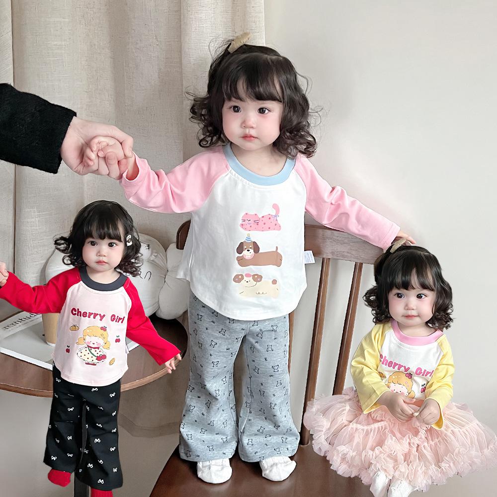 

2025 Girls’ Cute Raglan Long Sleeve Baby Undershirt - Spring & Autumn Top Tag 110