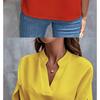 Damen 2025 Sommer Casual Einfarbig V-Ausschnitt Locker Bluse Tops für Damen