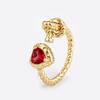 Nidin New Fashion Romantic Love Heart Shape Cubic Zirconia Open Rings Adjustable For Male Female Couples Fine Finger Jewelry