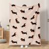 Dachshund Dog Flannel Blanket Cute Puppy Pattern Soft Cozy Throw for Couch Bed Living Room Bedroom Pet Lover Gift Adorable