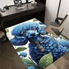 1PC Blue Poodle Flowers Non-Slip Floor Carpet Compatible for Office&Living Room&Dining room - Flat-Weave Machine- Soft & Pattern-E317