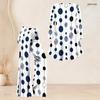 Women Plus Size V Neck Three Quarter Sleeve Printed Flared Top Flared Pants Two Piece Set