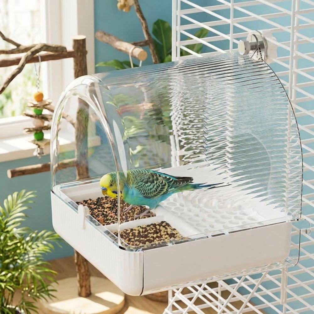 Transparent Parrot Bathtub Splash Proof Bird Birdbath Feeder Bird Bath Cage  Pet Supplies