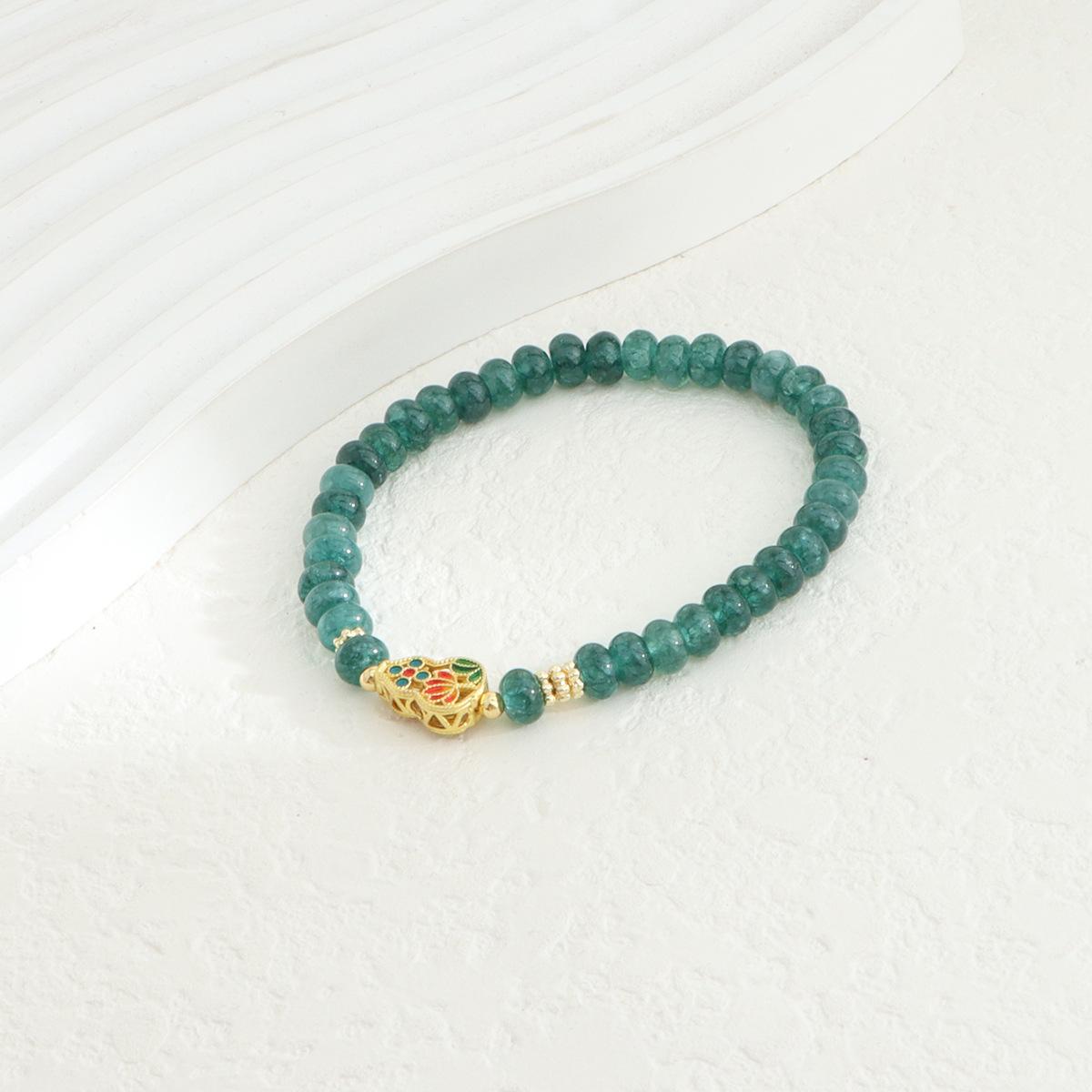 Браслет Натуральный Синий Водный Нефрит Бусины Пана Цветная Тыква Бамбук Лотос Аксессуары Хрустальный Браслет Дофамин