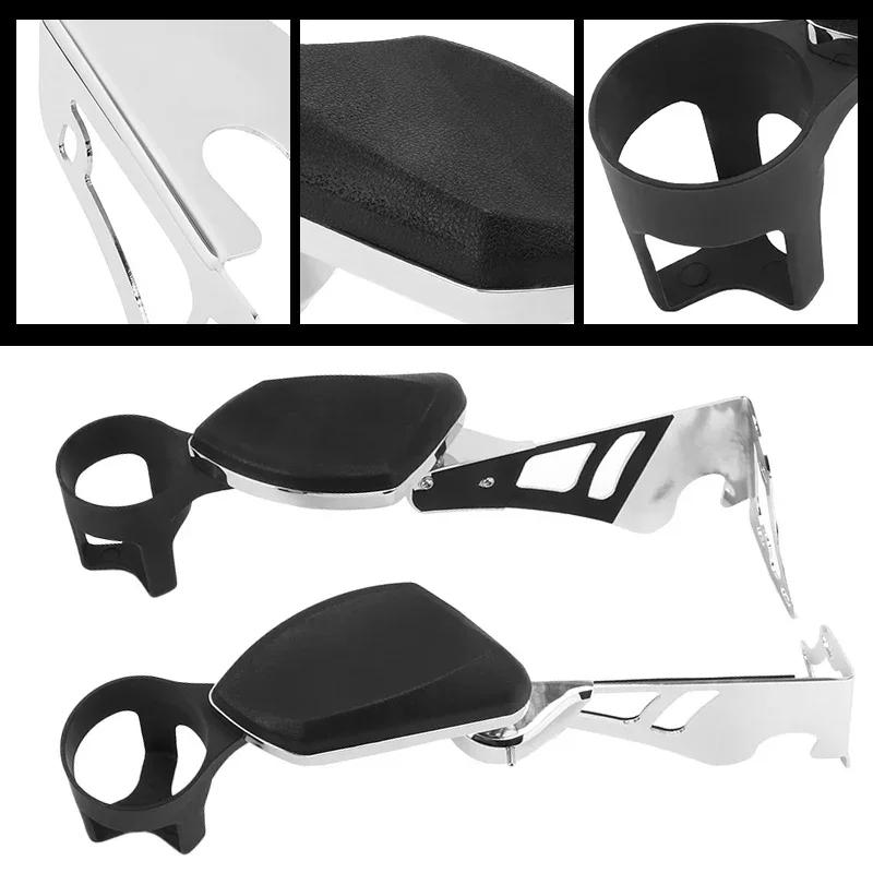 Regulowane tylne podłokietniki dla pasażera motocyklowe z uchwytem na kubek Akcesoria Do Harley Touring Tri Glide Electra Glide 1997-2013