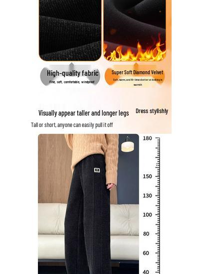 Women's Plus Size Corduroy Wide-Leg Chenille Pants - Autumn Winter Thickened Velvet