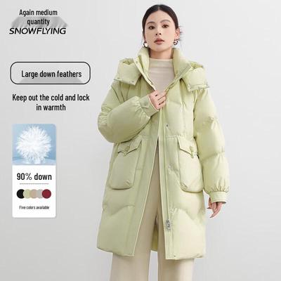 Snow Flying Damen Mittellange Daunenjacke mit Kapuze