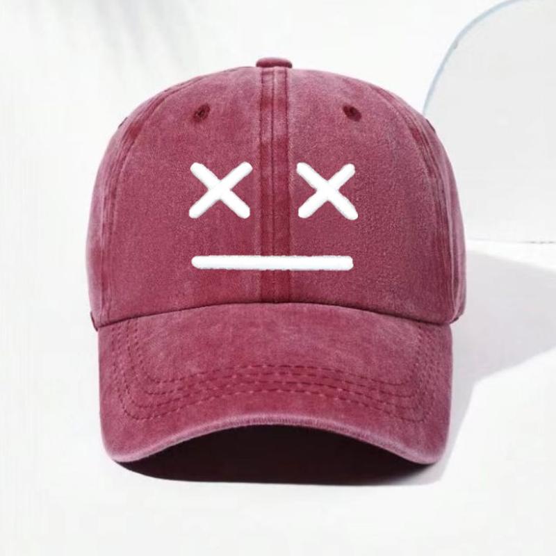 

Washed Baseball Cap Cotton Embroidered Smiley Face Unisex Vintage Fashion Hat Casual Outdoor Sport Hip Hop Streetwear Gift Hats