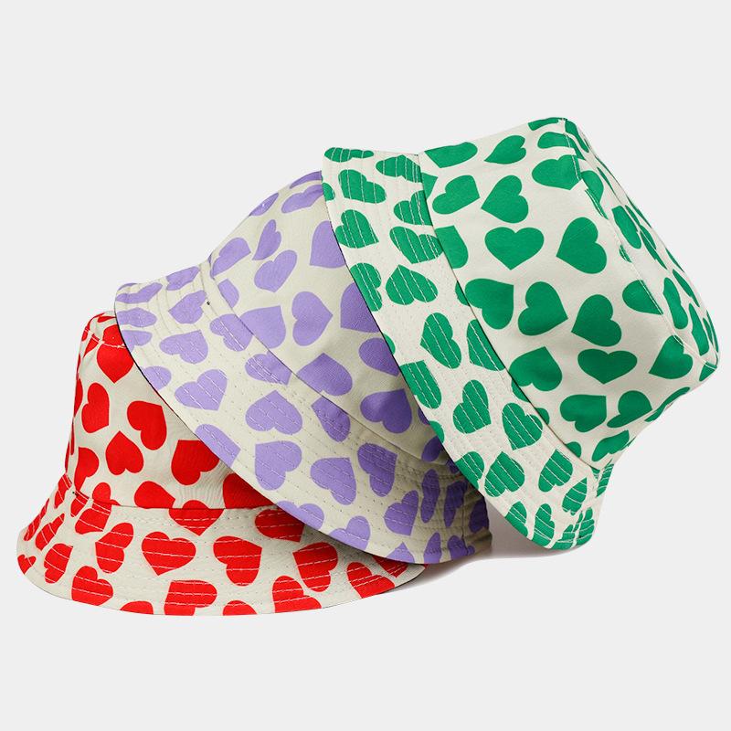 New Double Sided Printed Love Fisherman Hat European and American Couples Trendy Double Sided Basin Hat Outdoor Sun Protection Hat