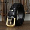 Trendy, Retro, Stylish, Versatile, Top-grain Pure Cowhide Woven Belt for Men, Genuine Leather, Copper Buckle, Woven Denim Belt