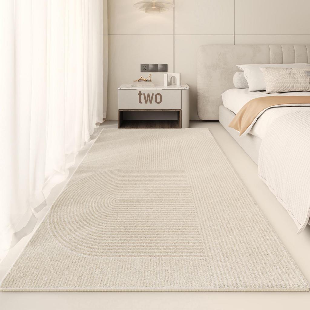 Minimalist Cream Bedside & Living Room Carpet - Thickened Floor Mat for Bedroom & Study