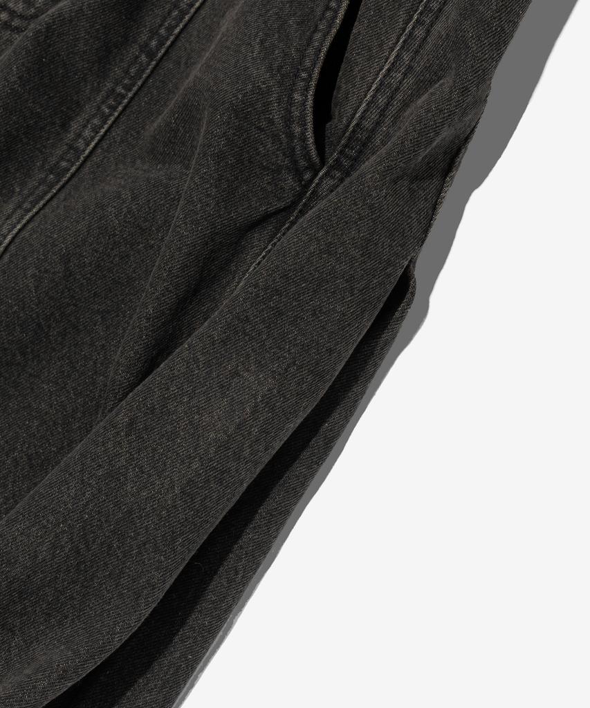 CARGOBROS Curved Line Washed Denim Pants (Black)