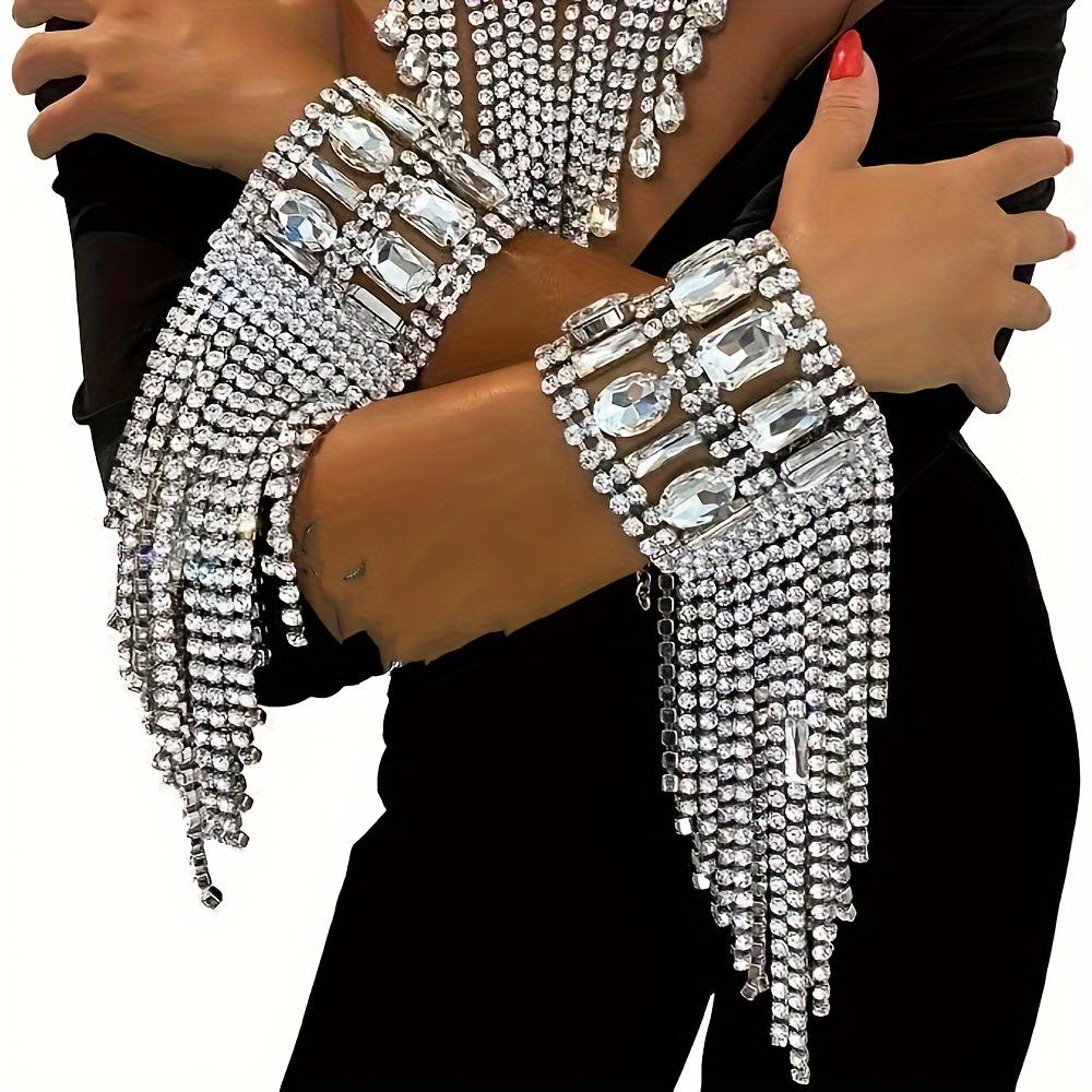 1Pc European And American Trend Long Fringed Bracelet, Fashionable And Exquisite Temperament Banquet Party Rhinestone Bracelet Accessories Women