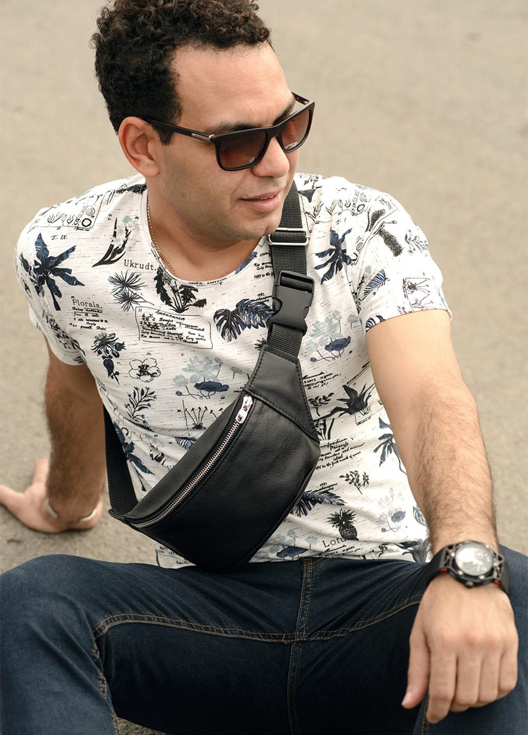 

Сумка бананка шкіряна Sambag Tirso PSSm Чорний (81113001m) 31*14*4 чорний