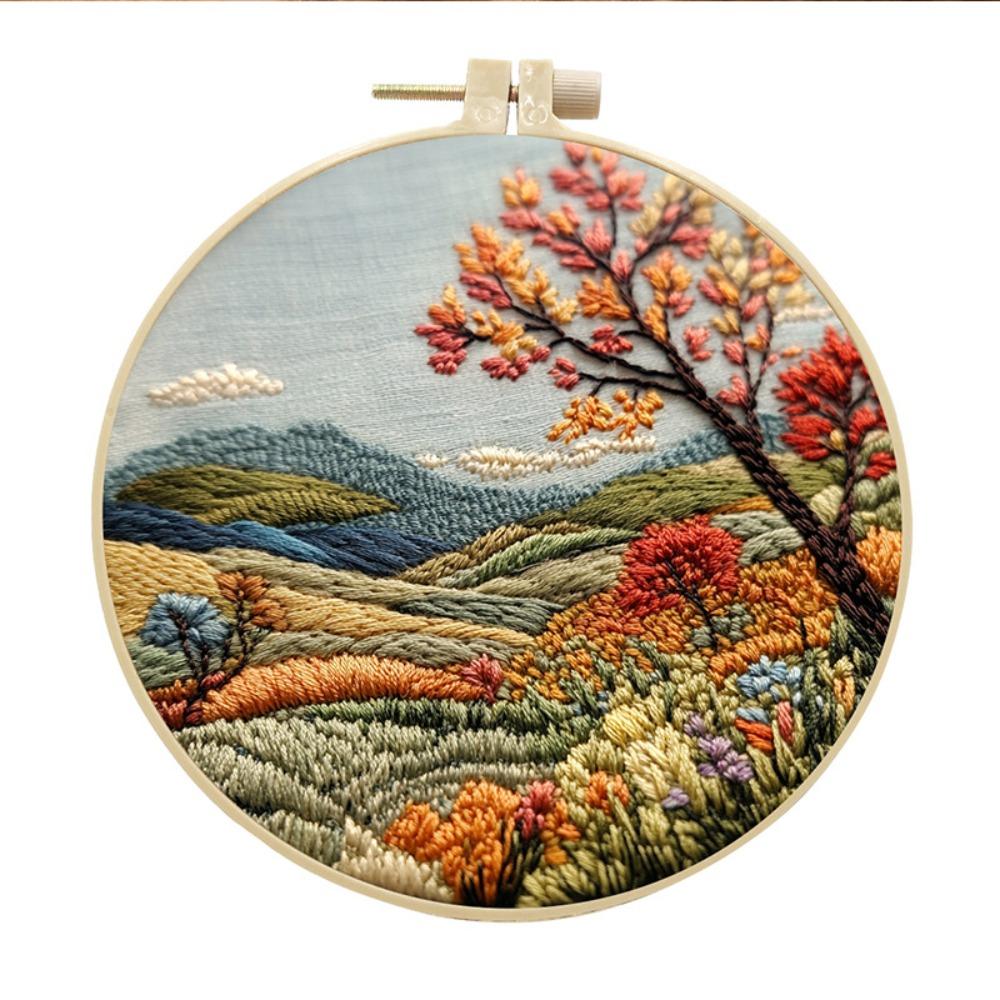 Mountain and Moon Landscape Embroidery Kit Handmade Gift Home Decoration Cross Stitch with Scenery Pattern Sewing accessories