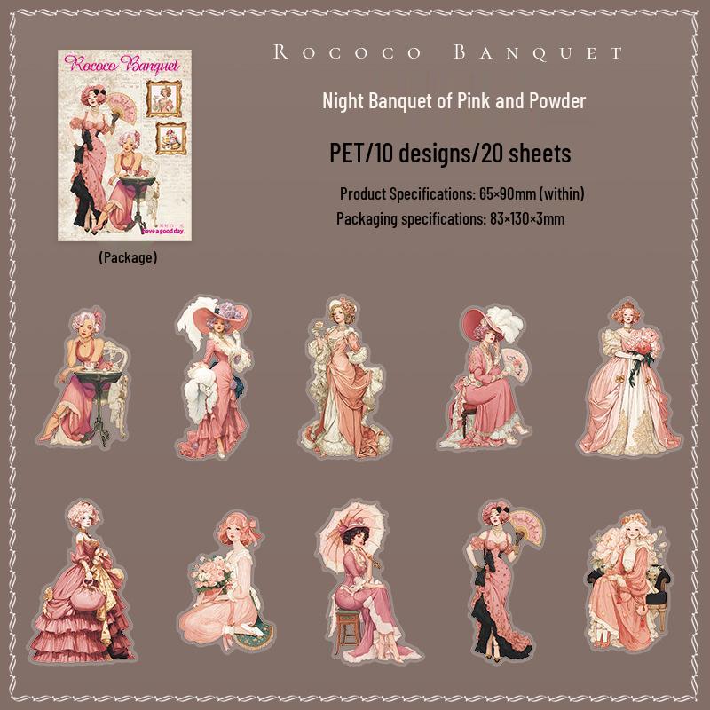 Beautiful Day Retro Characters Sticker Pack - Rococo Banquet Series for DIY Journal Decoration