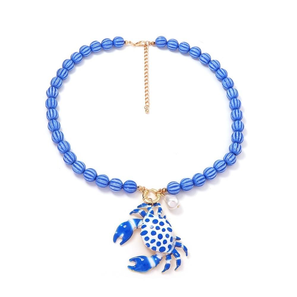 Collana di Perline Colorate Ciondolo Granchio Ciondolo Aragosta Collana a Tema Marino Ciondolo Stella Marina Collana con Ciondolo Gioiello Regalo