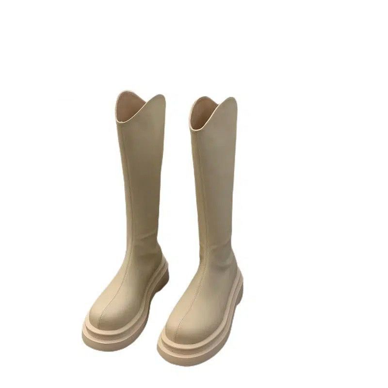 Medium tube knight boots women's shoes 2025 new autumn and winter small boots platform muffin shoes fashion boots