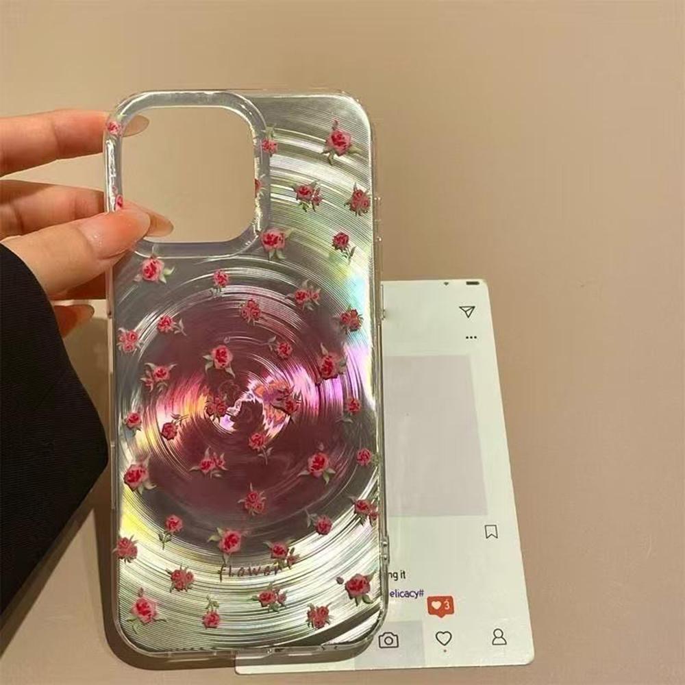 Iridescent Glossy Phone Case for iPhone 11 13 14 15 16 17 Pro 17 13 14 15 Pro Max High Quality Fantasy Floral Style Full Protection Shell
