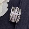 Gorgeous Trendy Wide Ring Women Fashion Multi Layer Design Brilliant Zirconia Finger Jewelry for Party Trendy Accessories