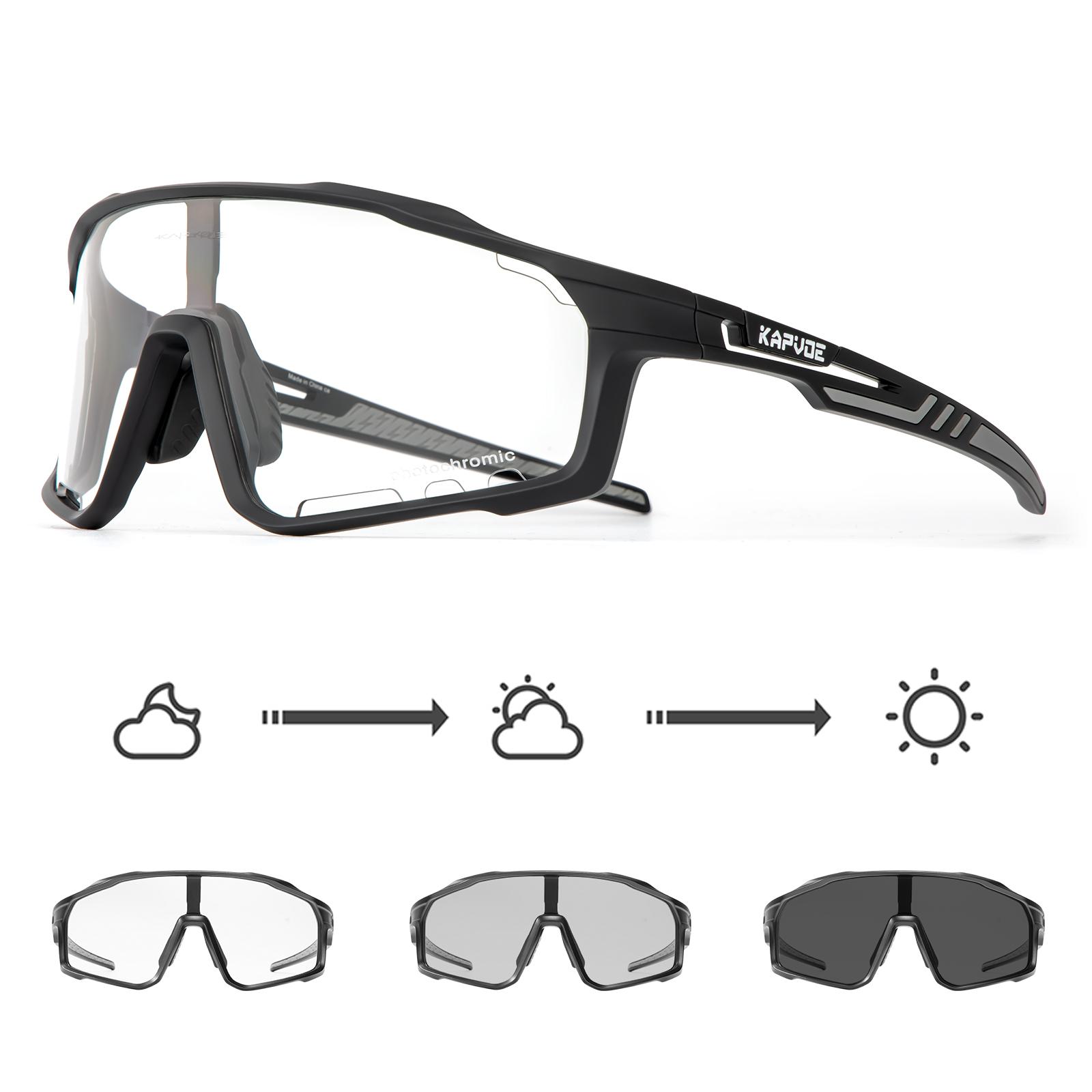 

Kapvoe Sliver Photochromic Cycling Glasses Sports Sunglasses Men Women Speed Road Mtb Mountain Bike Bicycle Cycle Eyewear Goggle Photochromic-1lens