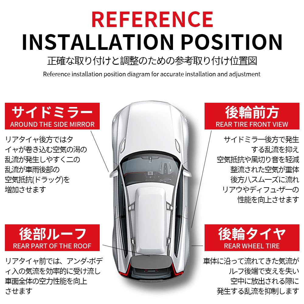 [Set of 12] Vortex Generator Car Universal Clear Flow Effect Aerodynamic Parts for Door