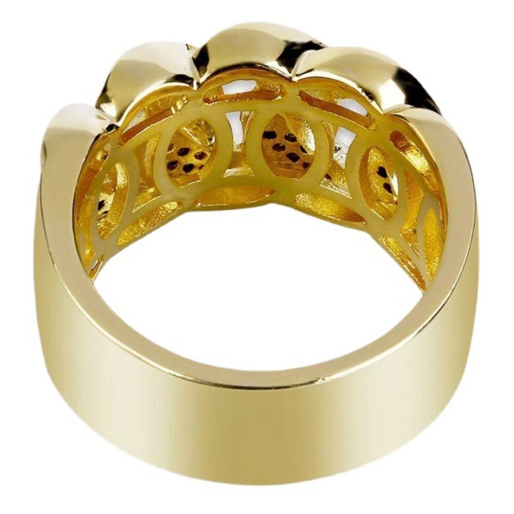 18k Gold Plated Diamond Open Ring for Men Stylish Watch Band Finger Ring European American Trendy Jewelry