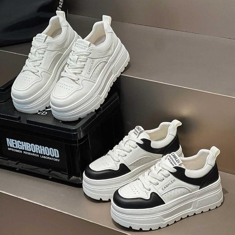 Thick-soled heightened breathable little white shoes women's new versatile lace-up air force casual sports shoes single shoe trend