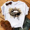 New Unisex Pink Lips Leopard Graphic T Shirt Casual Fahion Oneck Sexy Black Tees Kiss Lip Funny Girls Tshirtdrop Shipping