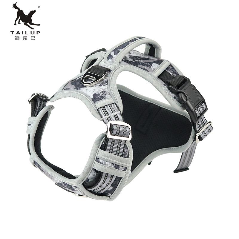 TAILUP 1000D Oxford Látka Reflexní Postroj pro Psa Služební Vesta pro Psa s Vertikálním Madlem Nastavitelný Obojek pro Střední Psy