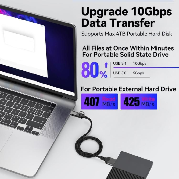 USB 3.0 MicroB File Transfer Cord with Reinforced Relief, Daily Charging Cable for Routine Storage Device Use and Travel