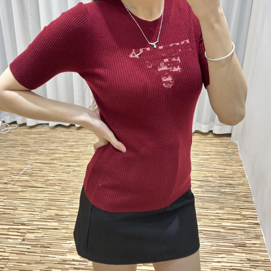 Women's Slim Fit White T-shirt with Summer Embroidered Logo