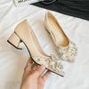 Designer Woman Shoes Crystal Pumps Low Heeled Party Bride Wedding Shoes Female Sequin Loafers Ladies Dress High Heels