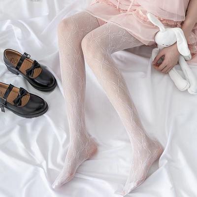 Classic Lolita Flower Mesh Stockings Women Sexy White Bottomed Pantyhose Japanese Lolita Retro Floral White Stocking Hot Tights
