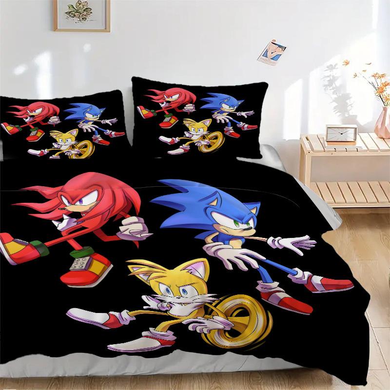 

Sonic The Hedgehog Characters Bedding Set - 3 Piece Comforter Cover Gift for Bedroom,Includes No InsertB195 135x200cm